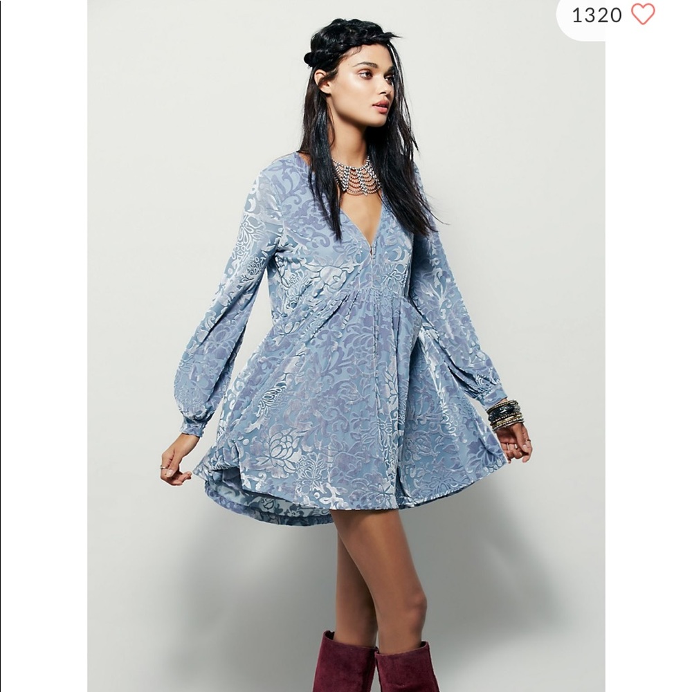 Free People Velvet Violet Long Sleeve Dress NWOT